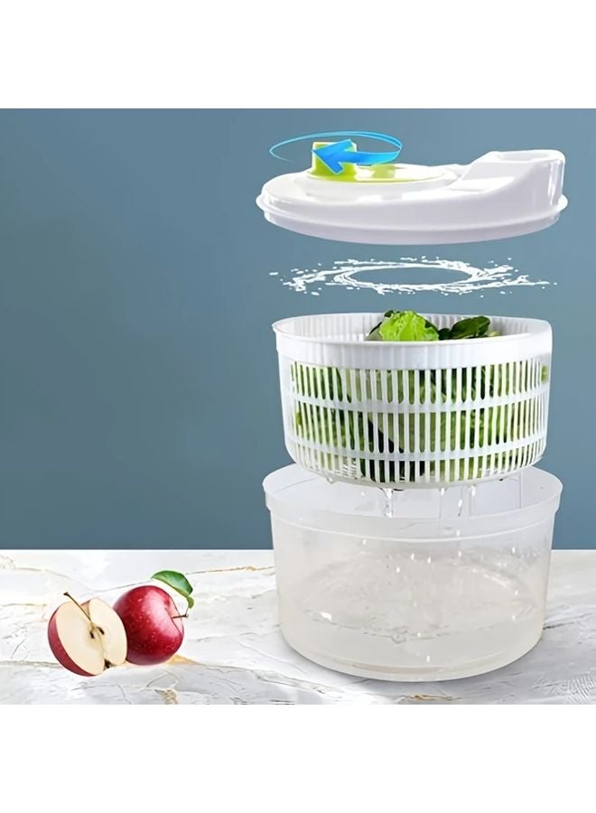 White 5L 3 In 1 Heavy Duty Salad Spinner Vegetable Washer With Locking Lid - Image 5